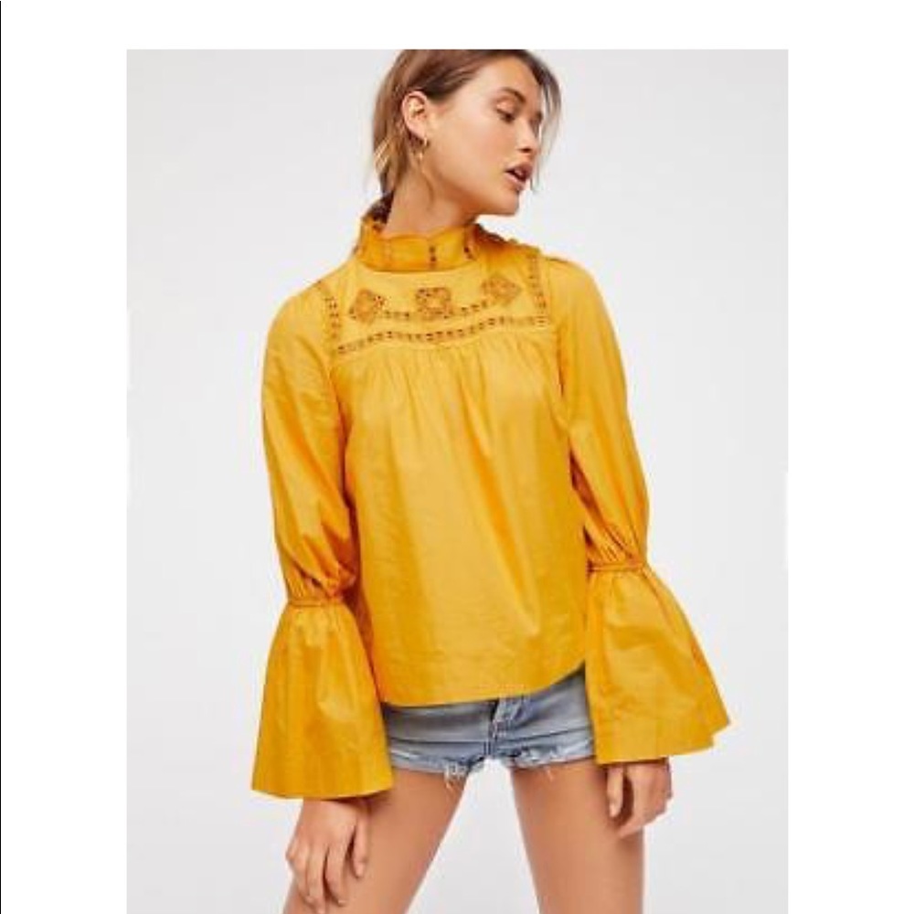 Free people mustard blouse - Picture 7 of 8